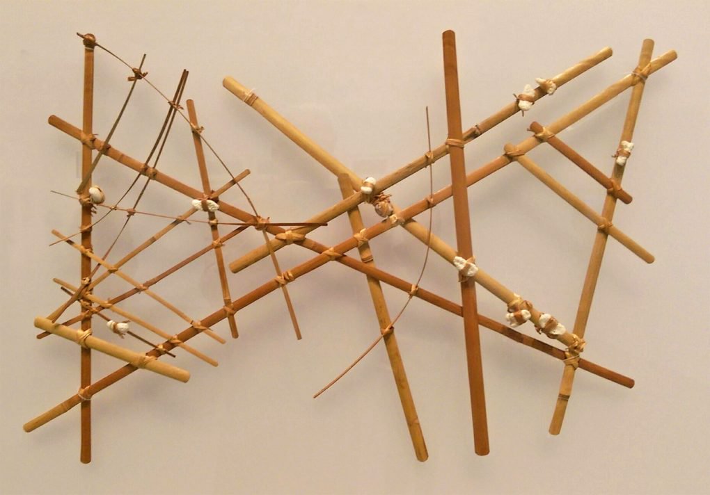 Navigational chart from the Marshall Islands, made of wood, sennit fiber, and cowrie shells. [Wikimedia/UC Berkeley]